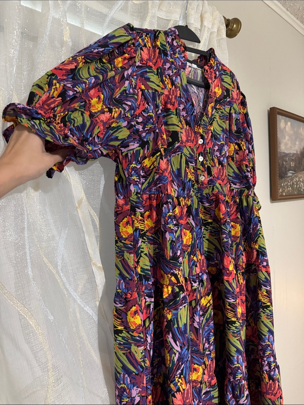 Vibrant Floral Midi Dress in Multi-Color - Picture 4 of 4